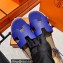 Hermes Epsom Calfskin Santorini Sandals Handmade Blue