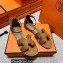 Hermes Epsom Calfskin Santorini Sandals Handmade Brown