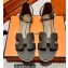 Hermes Epsom Calfskin Santorini Sandals Handmade Etoupe