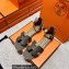 Hermes Epsom Calfskin Santorini Sandals Handmade Etoupe