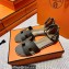 Hermes Epsom Calfskin Santorini Sandals Handmade Etoupe