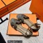 Hermes Epsom Calfskin Santorini Sandals Handmade Etoupe