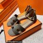 Hermes Epsom Calfskin Santorini Sandals Handmade Etoupe