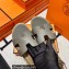 Hermes Epsom Calfskin Santorini Sandals Handmade Etoupe