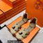 Hermes Epsom Calfskin Santorini Sandals Handmade Camel