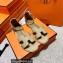 Hermes Epsom Calfskin Santorini Sandals Handmade Camel
