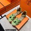 Hermes Epsom Calfskin Santorini Sandals Handmade Light Green
