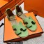 Hermes Epsom Calfskin Santorini Sandals Handmade Light Green