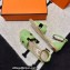 Hermes Epsom Calfskin Santorini Sandals Handmade Light Green