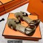 Hermes Epsom Calfskin Santorini Sandals Handmade Elephant Gray