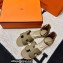 Hermes Epsom Calfskin Santorini Sandals Handmade Elephant Gray