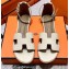 Hermes Epsom Calfskin Santorini Sandals Handmade Creamy