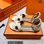 Hermes Epsom Calfskin Santorini Sandals Handmade Creamy