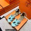 Hermes Epsom Calfskin Santorini Sandals Handmade Light Blue