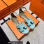Hermes Epsom Calfskin Santorini Sandals Handmade Light Blue
