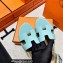 Hermes Epsom Calfskin Santorini Sandals Handmade Light Blue