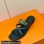 Hermes Roulis Buckle Claire Sandals Dark Blue