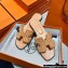 Hermes suede goatskin with rhinestone Oran Sandals Beige