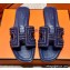 Hermes suede goatskin with rhinestone Oran Sandals Blue