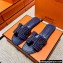 Hermes suede goatskin with rhinestone Oran Sandals Blue