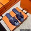 Hermes suede goatskin with rhinestone Oran Sandals Blue