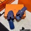 Hermes suede goatskin with rhinestone Oran Sandals Blue