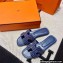 Hermes suede goatskin with rhinestone Oran Sandals Blue