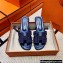 Hermes suede goatskin with rhinestone Oran Sandals Blue