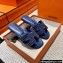 Hermes suede goatskin with rhinestone Oran Sandals Blue