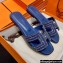 Hermes suede goatskin with rhinestone Oran Sandals Blue