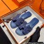 Hermes suede goatskin with rhinestone Oran Sandals Blue