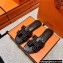 Hermes suede goatskin with rhinestone Oran Sandals Black