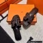 Hermes suede goatskin with rhinestone Oran Sandals Black