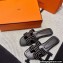Hermes suede goatskin with rhinestone Oran Sandals Black
