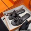 Hermes suede goatskin with rhinestone Oran Sandals Black