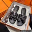 Hermes suede goatskin with rhinestone Oran Sandals Black