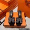 Hermes suede goatskin with rhinestone Oasis Sandals Black