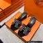 Hermes suede goatskin with rhinestone Oasis Sandals Black