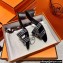 Hermes suede goatskin with rhinestone Oasis Sandals Black