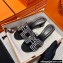 Hermes suede goatskin with rhinestone Oasis Sandals Black