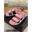 Chanel CC Logo Suede Velcro Sandals Pink 2022