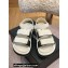 Chanel CC Logo Suede Velcro Sandals White 2022