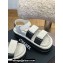 Chanel CC Logo Suede Velcro Sandals White 2022