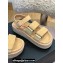 Chanel CC Logo Suede Velcro Sandals Beige 2022