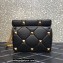 Valentino Grainy Calfskin Small Roman Stud Chain Bag Black 2022