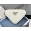 Prada Brushed Leather Triangle mini-pouch Bag 1NR005 White 2022
