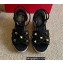Valentino Roman Stud Macrome Espadrille Wedge Sandals Black 2022