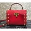 Valentino Small Alcove Rockstud Leather Top Handle Bag Red 2022