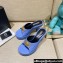 Versace Icon Crysatl Medusa Medallion Heel Mules Leather Light Blue 2022