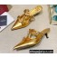 Valentino French Bows Leather Heel Mules Gold 2022